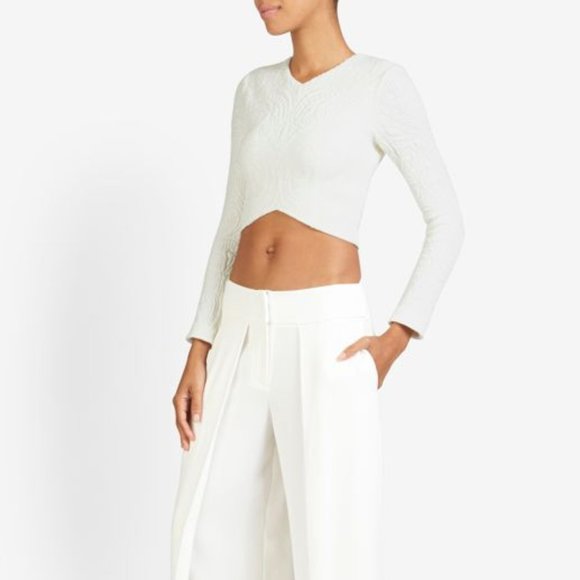 NICHOLAS Tops - NICHOLAS exclusive embossed crop top in ivory